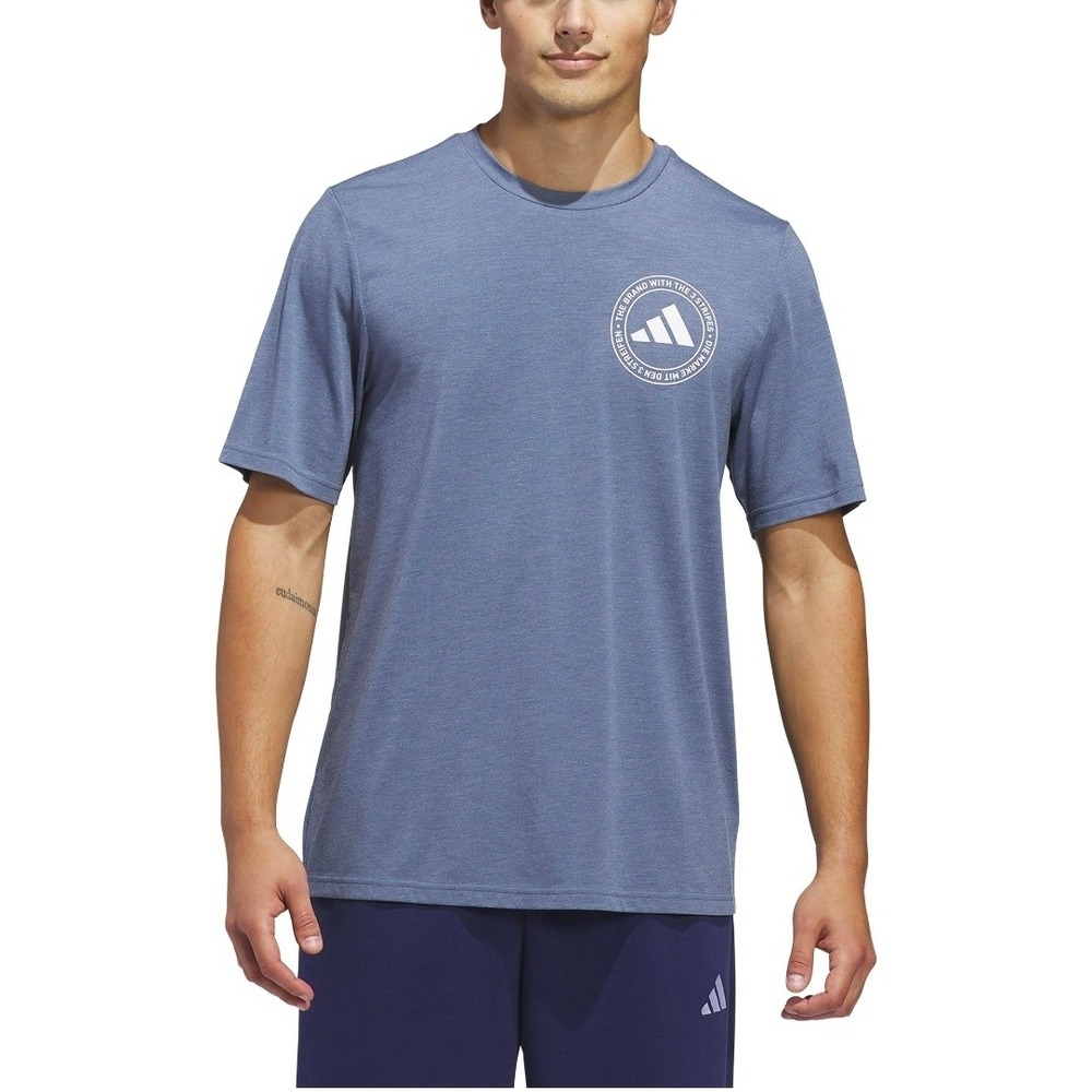 Adidas Mens CSCO Emblem Graphic Tee Blue Heather T-Shirt KU9183 Large